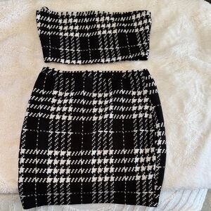 SHEIN Black and White Houndstooth Skirt